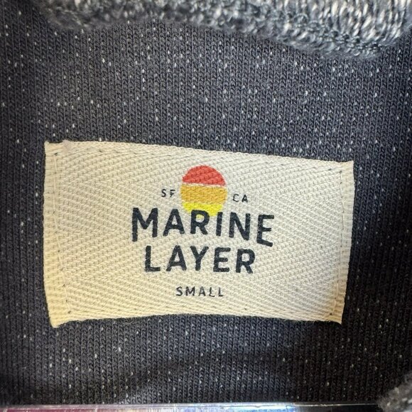 Marine Layer Clayton Sweatshirt Mens Size Small Textured Organic Cotton Blue - Picture 2 of 3